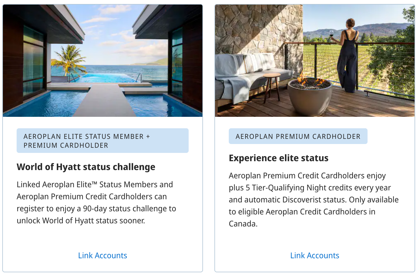 World of Hyatt status challenge and premium cardholder benefits on the Hyatt website