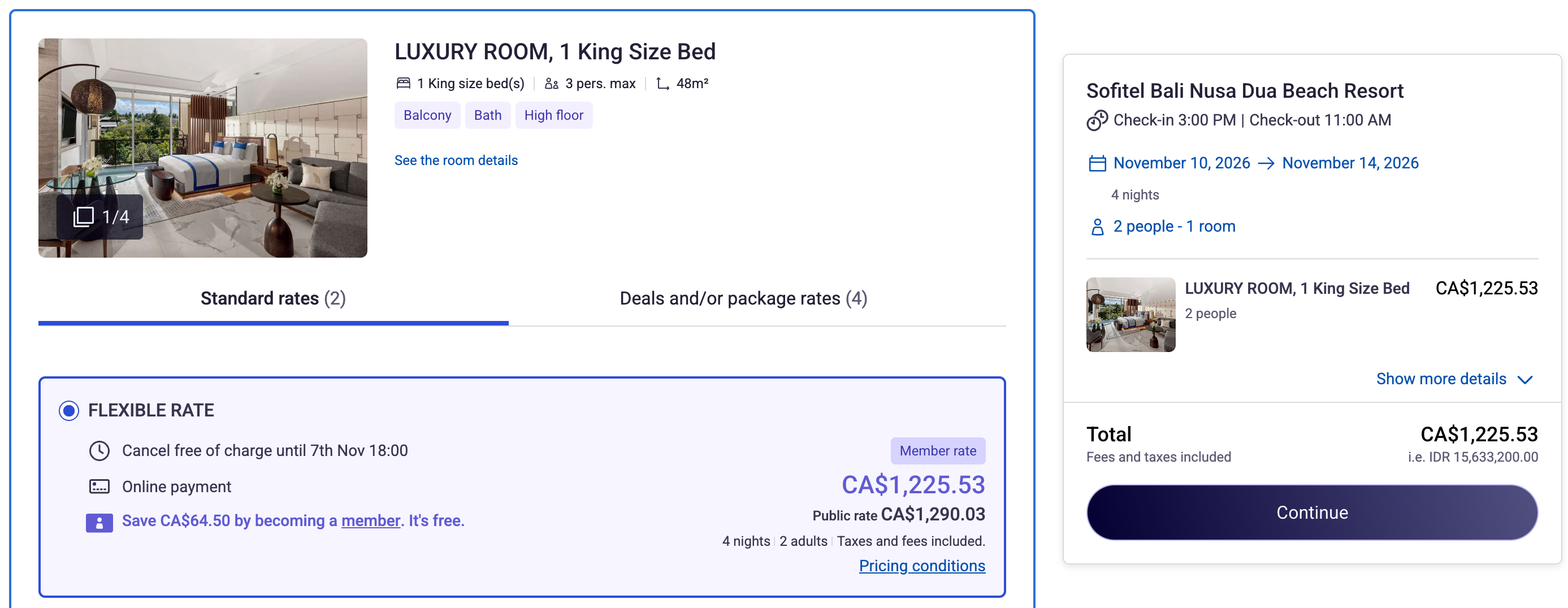 Sofitel Bali Nusa Dua Beach Resort cash rate booked directly with Accor
