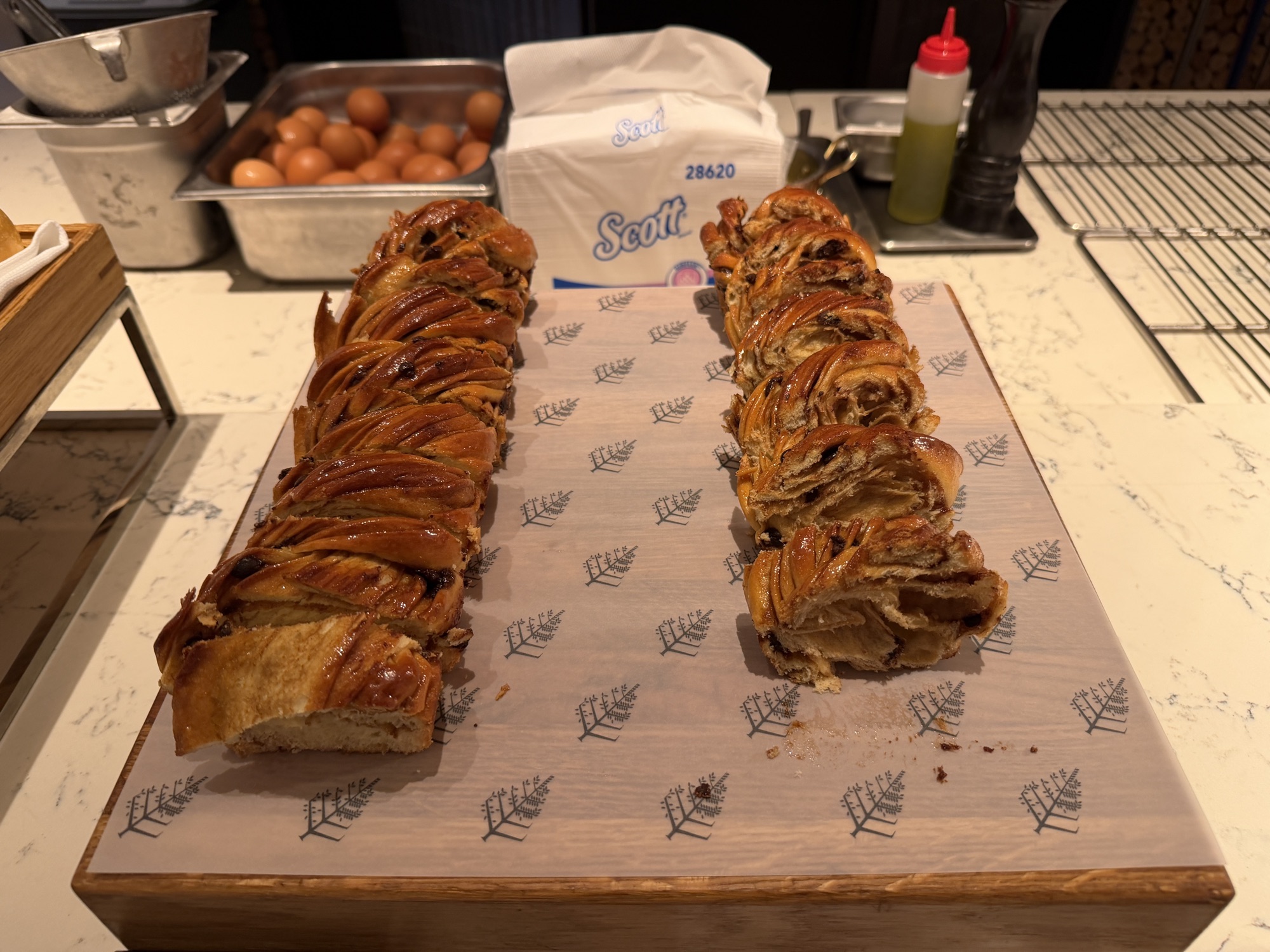 Babka twists at the Riva del Fiume bakery station at Four Seasons Hotel Bangkok at Chao Phraya River