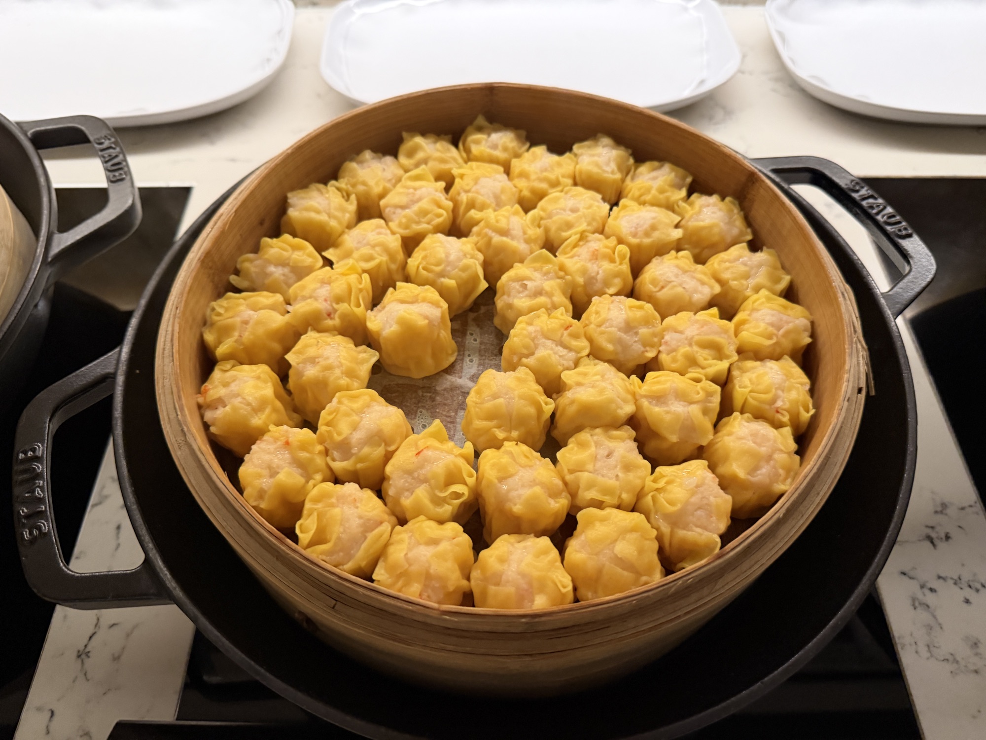 Steamed dim sum station at the Riva del Fiume breakfast buffet at Four Seasons Hotel Bangkok at Chao Phraya River