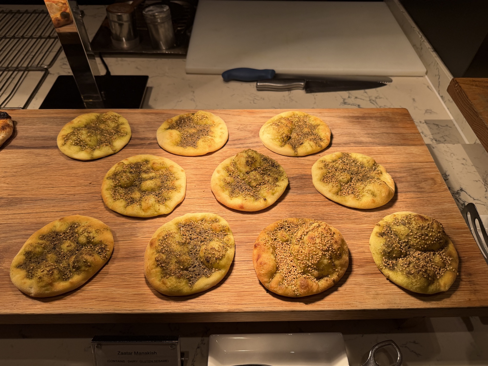 Freshly baked za'atar flatbreads at the Riva del Fiume breakfast at Four Seasons Hotel Bangkok at Chao Phraya River