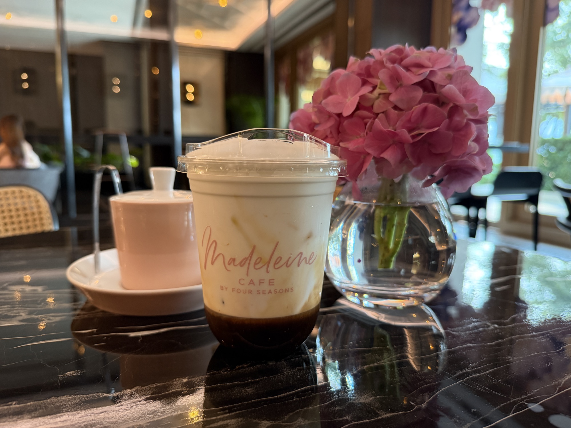 Signature iced coffee at Café Madeleine at Four Seasons Hotel Bangkok at Chao Phraya River