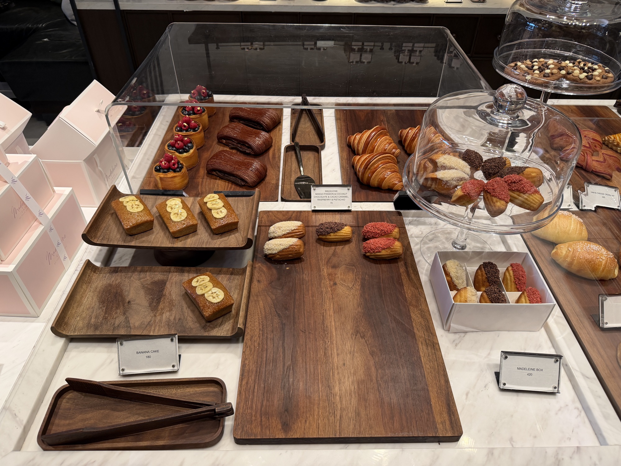 Pastry counter at Café Madeleine at Four Seasons Hotel Bangkok at Chao Phraya River