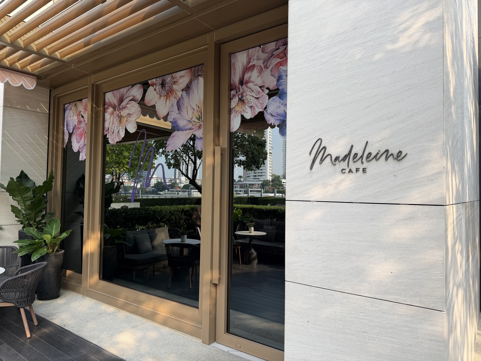 Café Madeleine entrance at Four Seasons Hotel Bangkok at Chao Phraya River