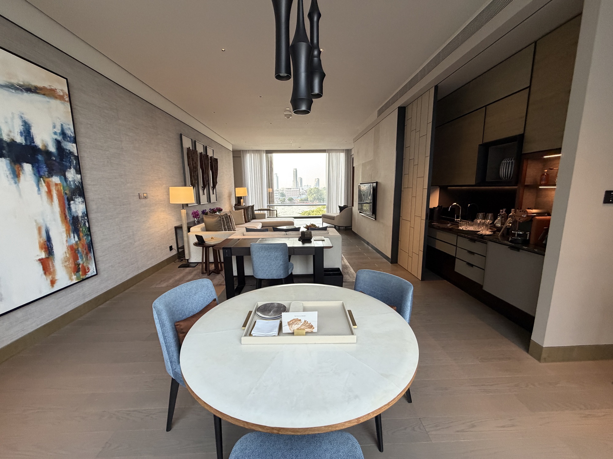 Dining and work table in the Executive Suite at Four Seasons Hotel Bangkok at Chao Phraya River