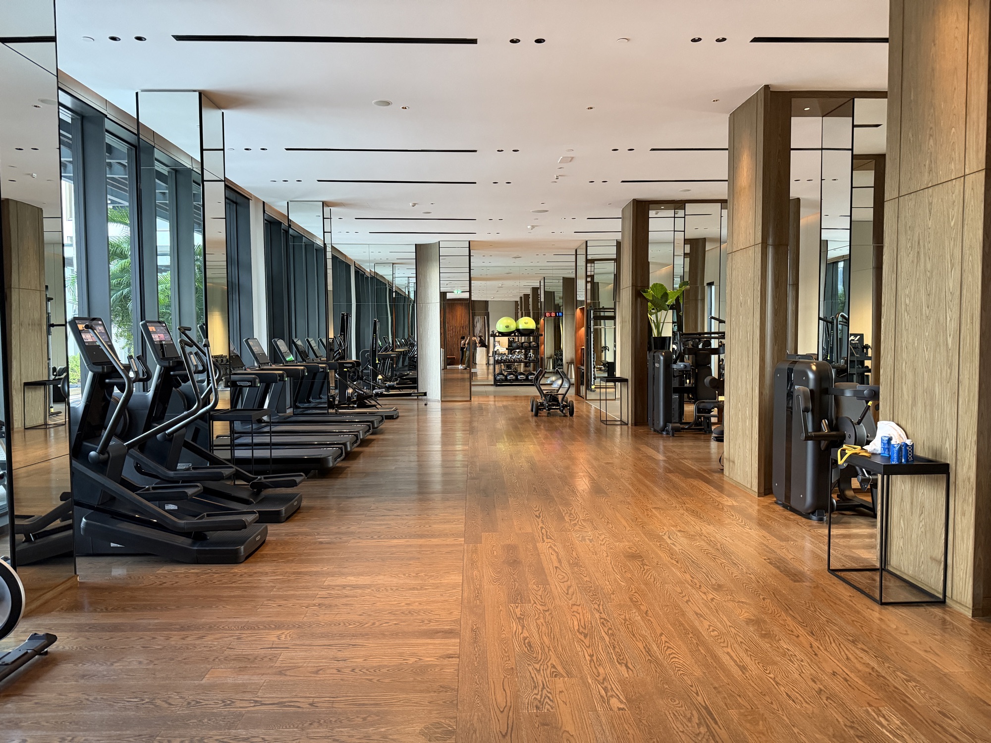 Fitness centre with cardio equipment at Four Seasons Hotel Bangkok at Chao Phraya River