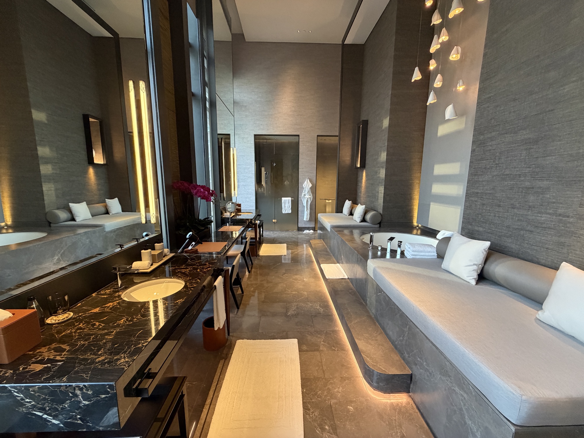 Riverfront Penthouse primary bathroom and dressing room at Four Seasons Hotel Bangkok at Chao Phraya River