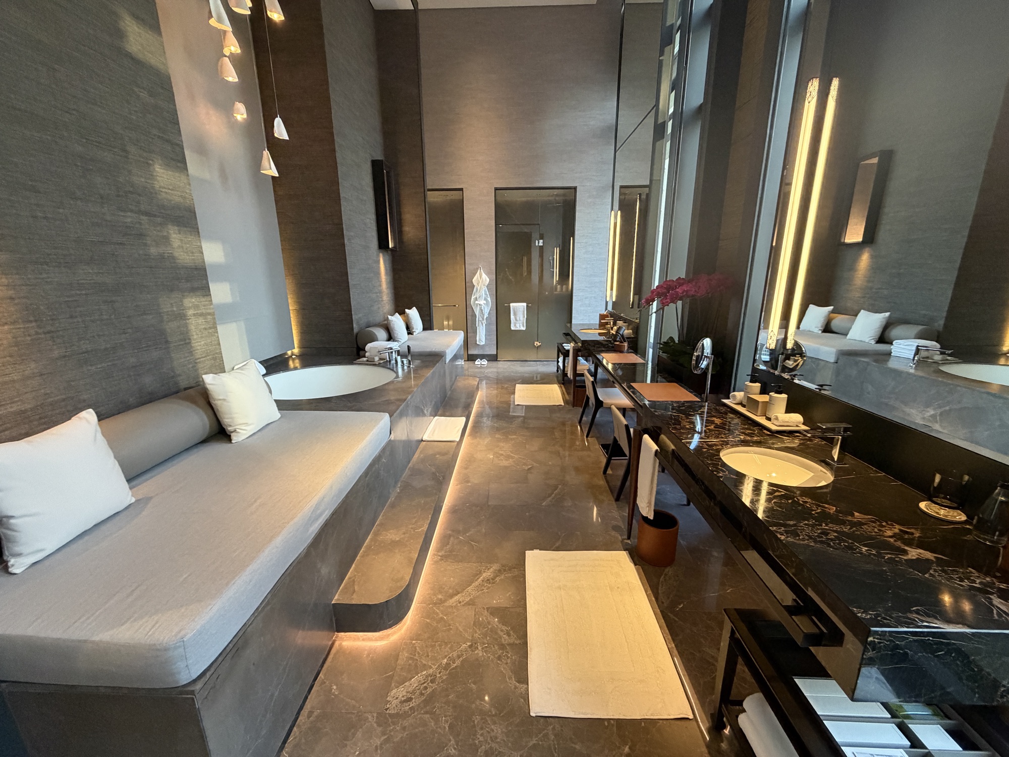 Riverfront Penthouse primary bathroom and dressing room at Four Seasons Hotel Bangkok at Chao Phraya River