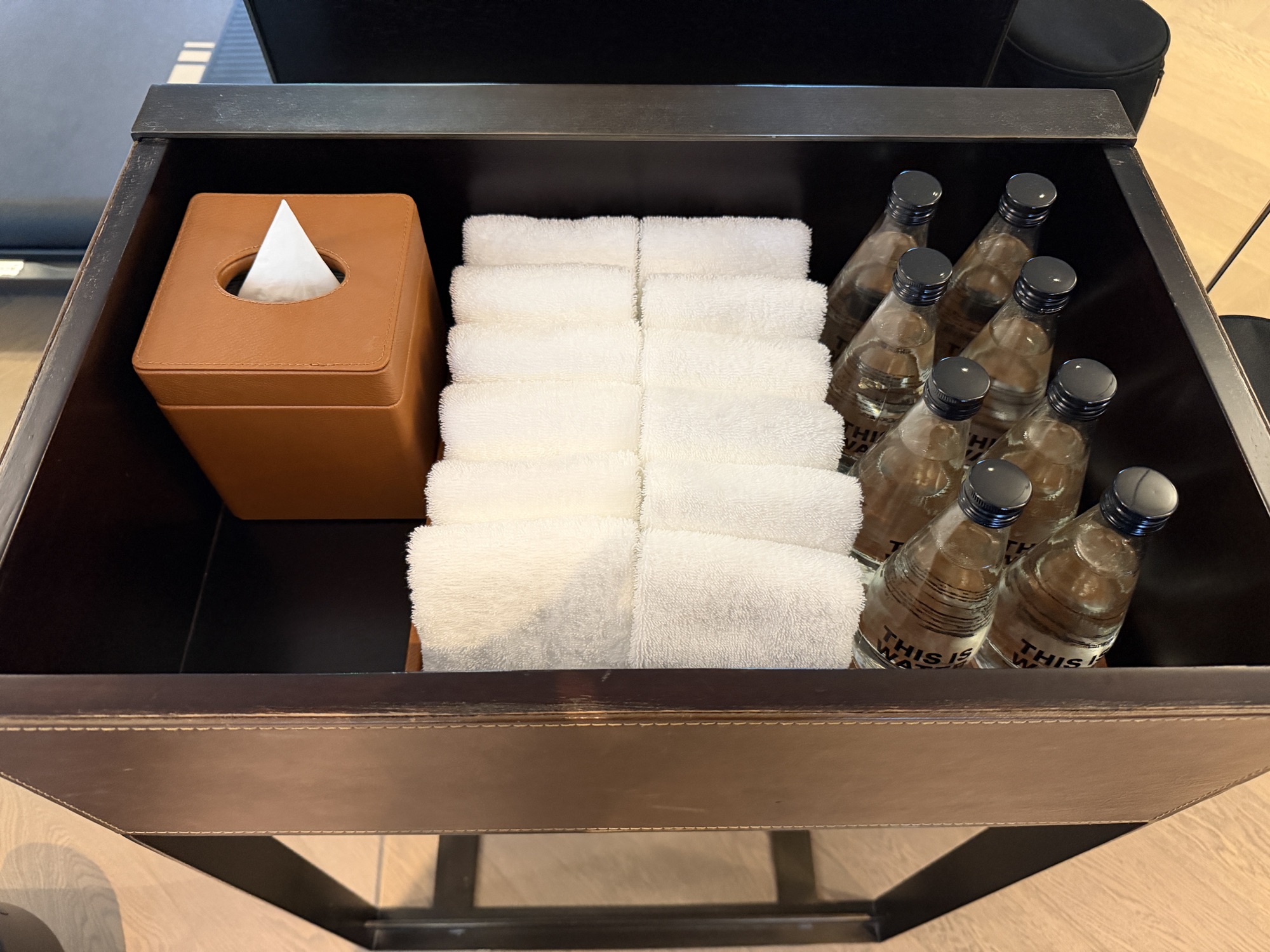 Fresh towels and water at the ready. at Four Seasons Hotel Bangkok at Chao Phraya River