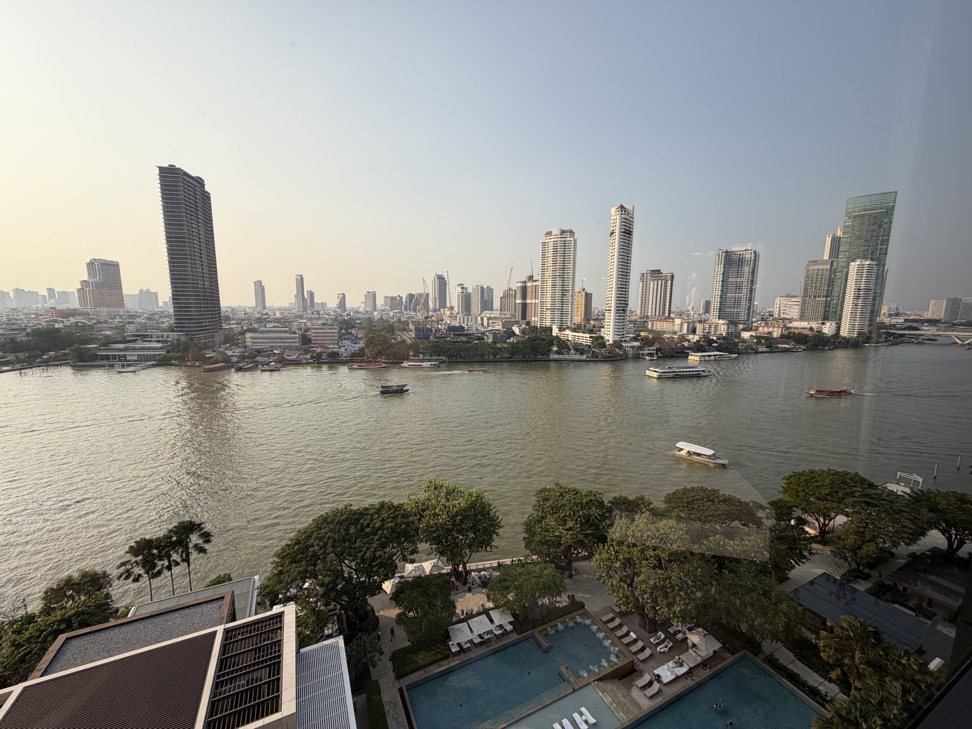 Chao Phraya River view from the Riverfront Penthouse at Four Seasons Hotel Bangkok at Chao Phraya River