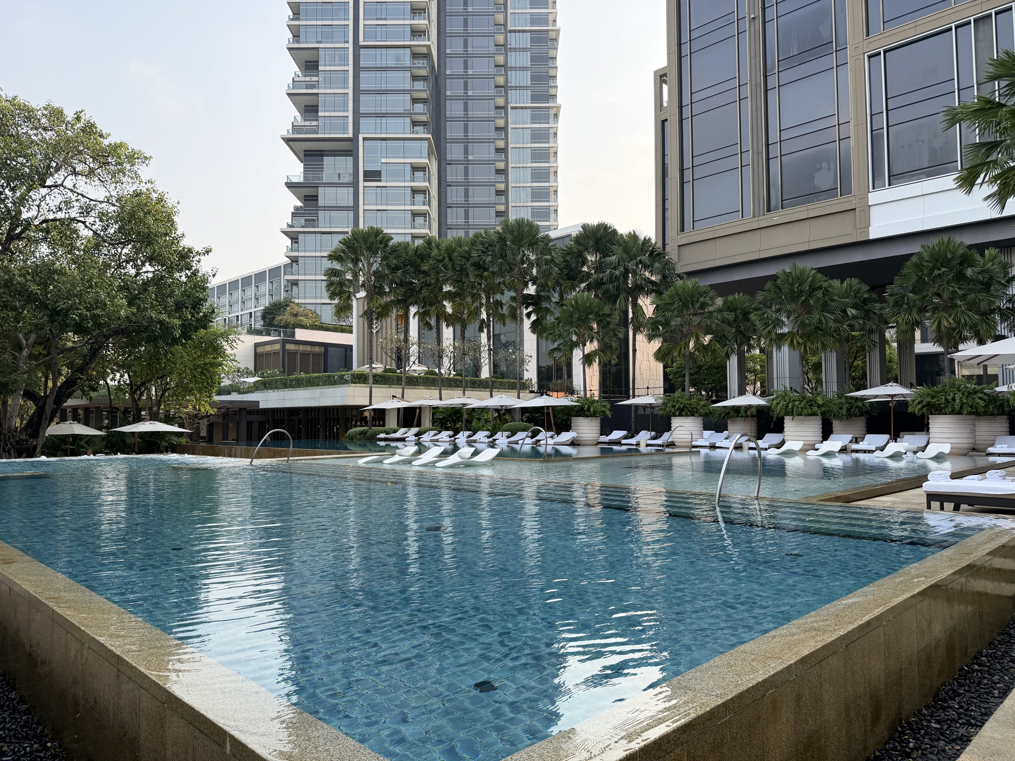 Infinity corner of the main pool at Four Seasons Hotel Bangkok at Chao Phraya River