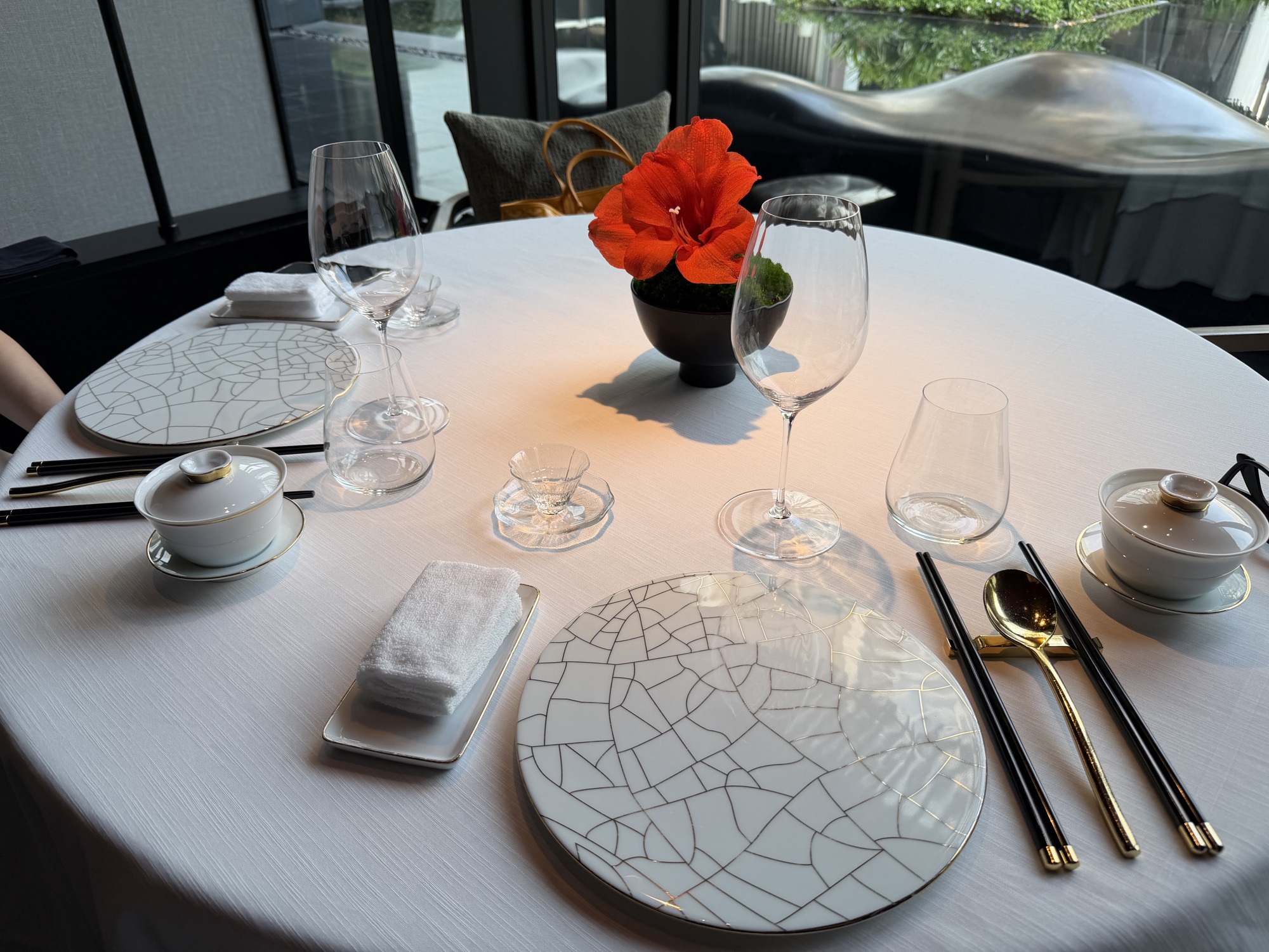 Table setting at Yu Ting Yuan at Four Seasons Hotel Bangkok at Chao Phraya River