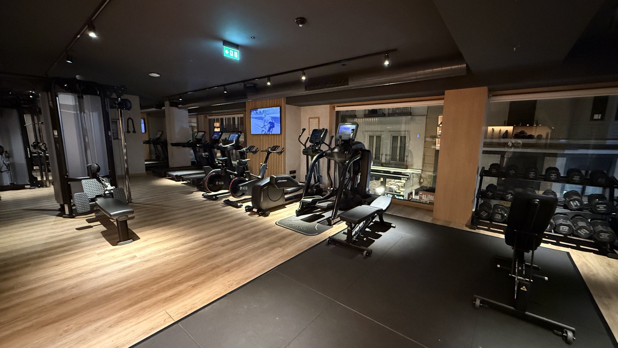 24-hour gym with cardio machines and free weights