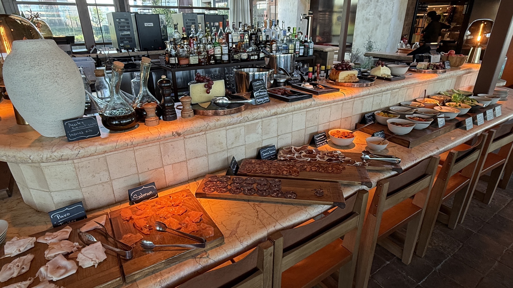 Makáá breakfast counter with charcuterie and cured meats
