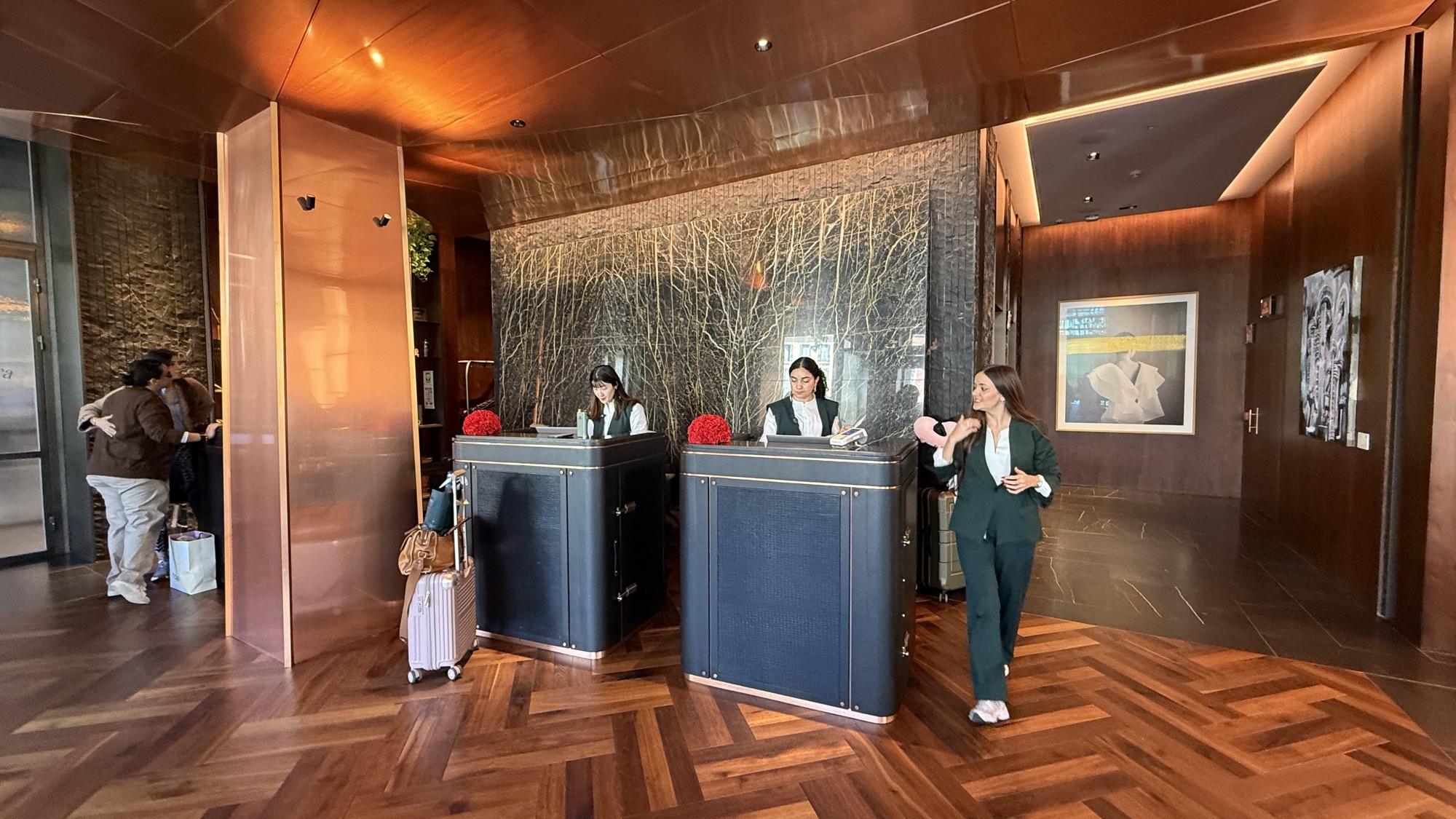 Welcome spread of croissants, Spanish omelette, and cava at the Lobby Bar