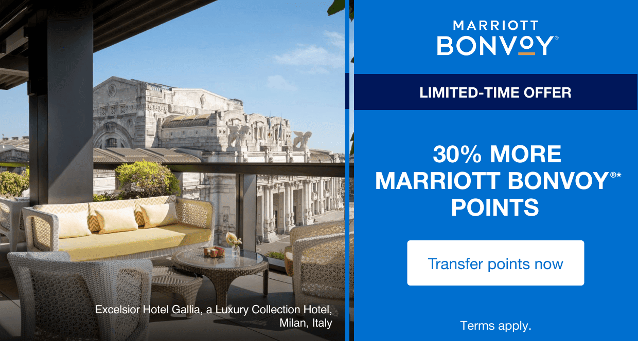 30% Transfer Bonus from Amex Membership Rewards to Marriott Bonvoy August 2026 30% transfer bonus from Amex Membership Rewards to Marriott Bonvoy