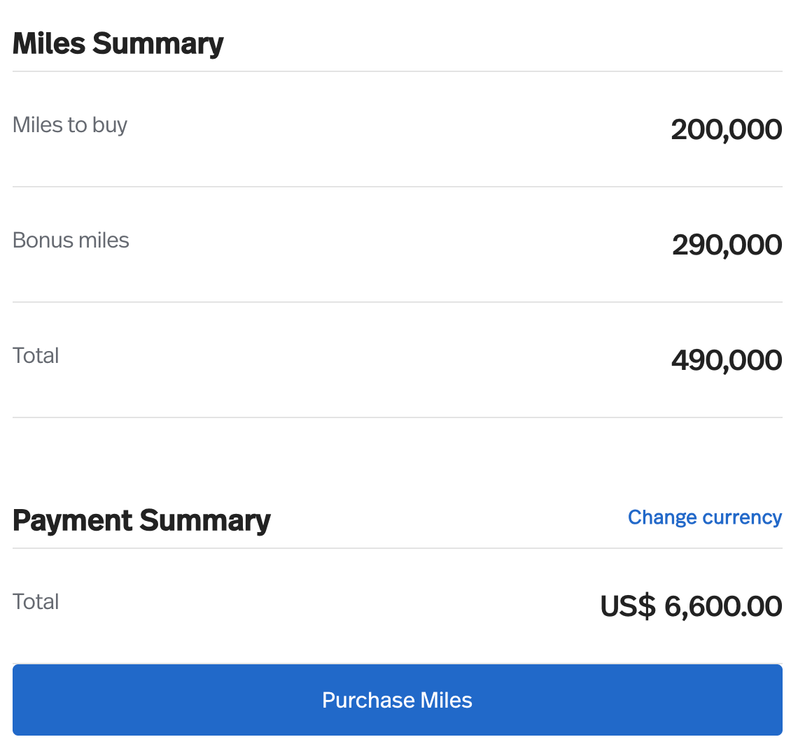 Buy LifeMiles with a 145% bonus