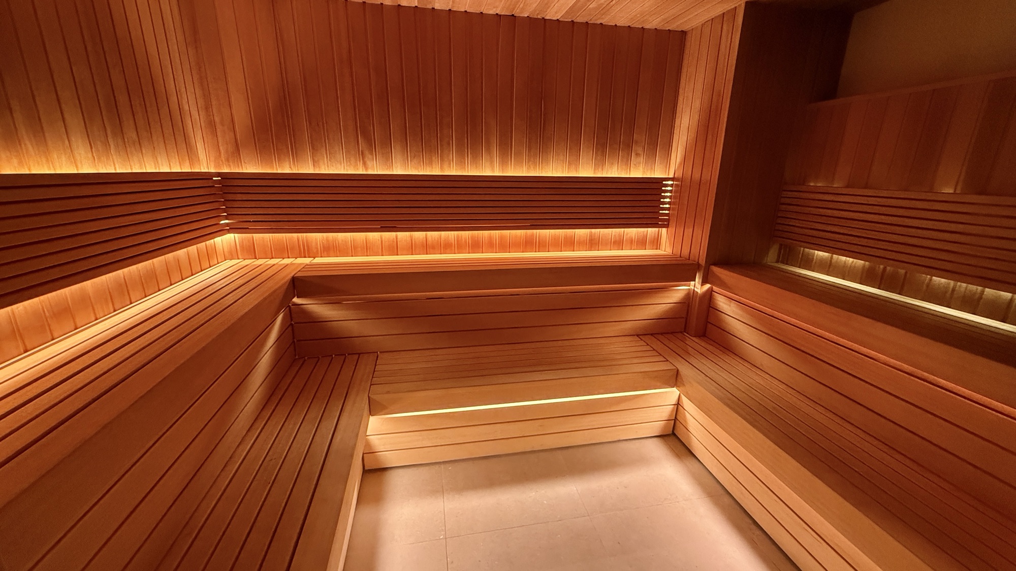 Cedar-lined sauna at the Park Hyatt London River Thames spa