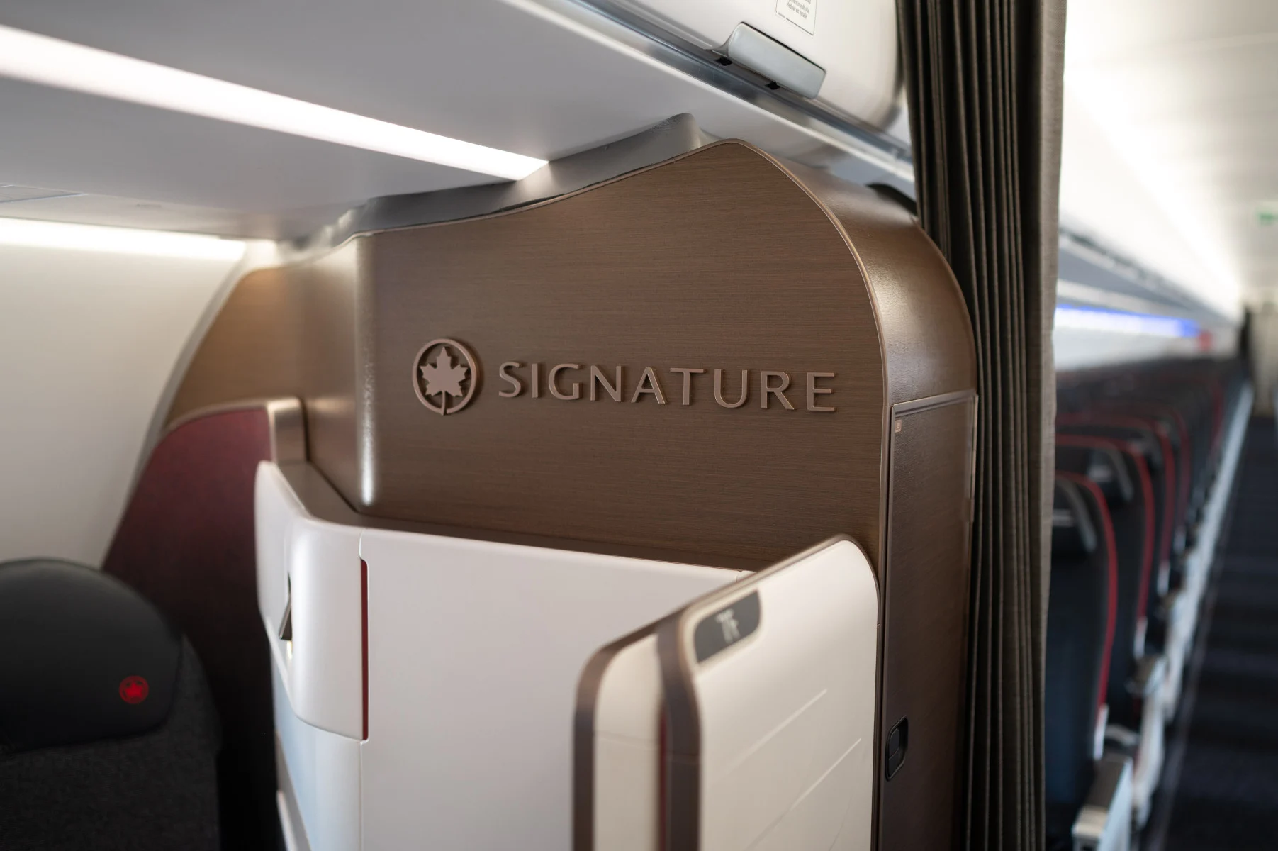 Air Canada Signature Class cabin divider on the Airbus A321XLR