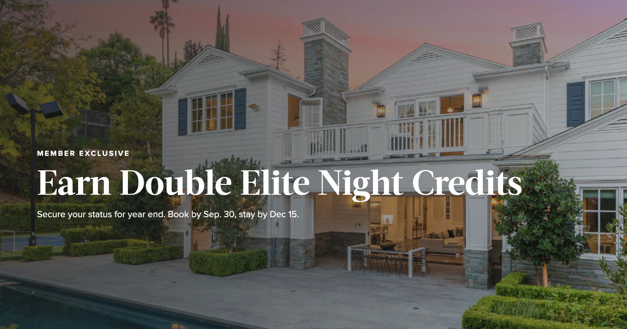 Homes & Villas by Marriott Bonvoy double Elite Night Credits offer page