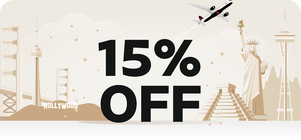 Aeroplan cardholder offer banner, 15% off Air Canada flight rewards