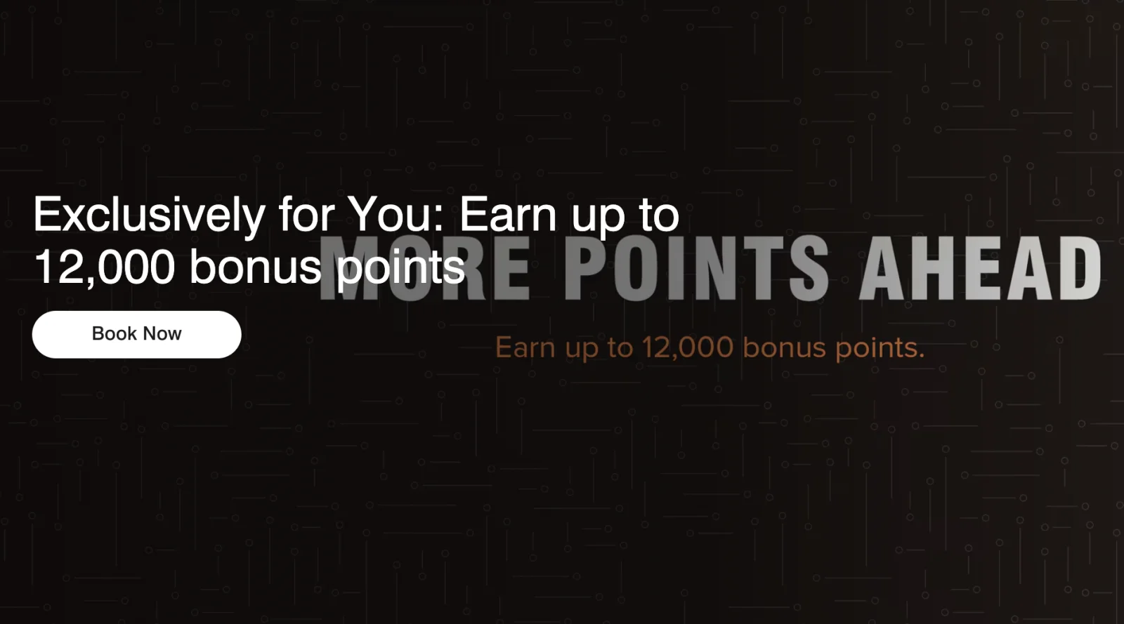 Marriott Bonvoy Promotion Central showing the targeted More Points Ahead offer for up to 12,000 bonus points