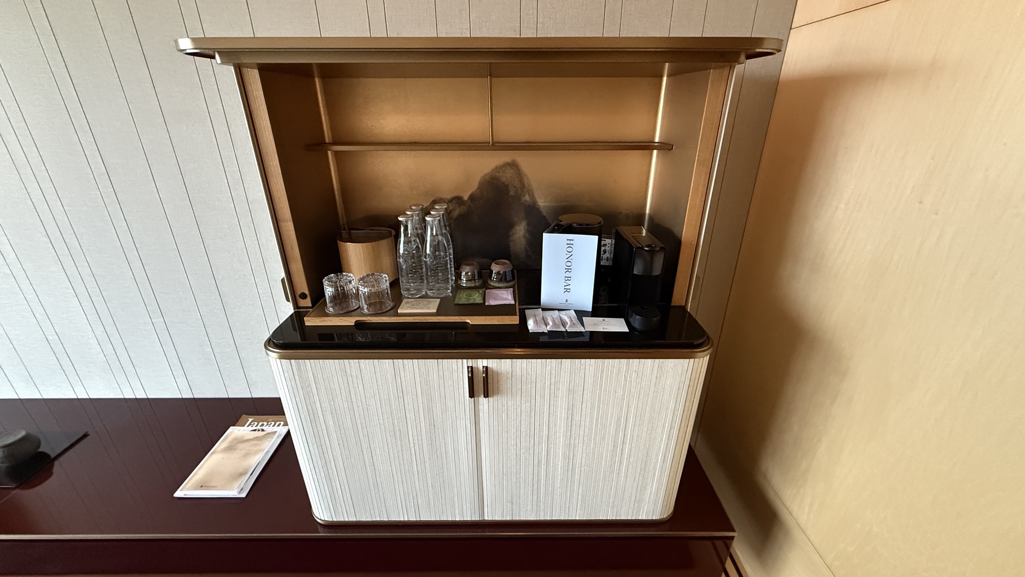 The beverage bar cabinet with tea and coffee service