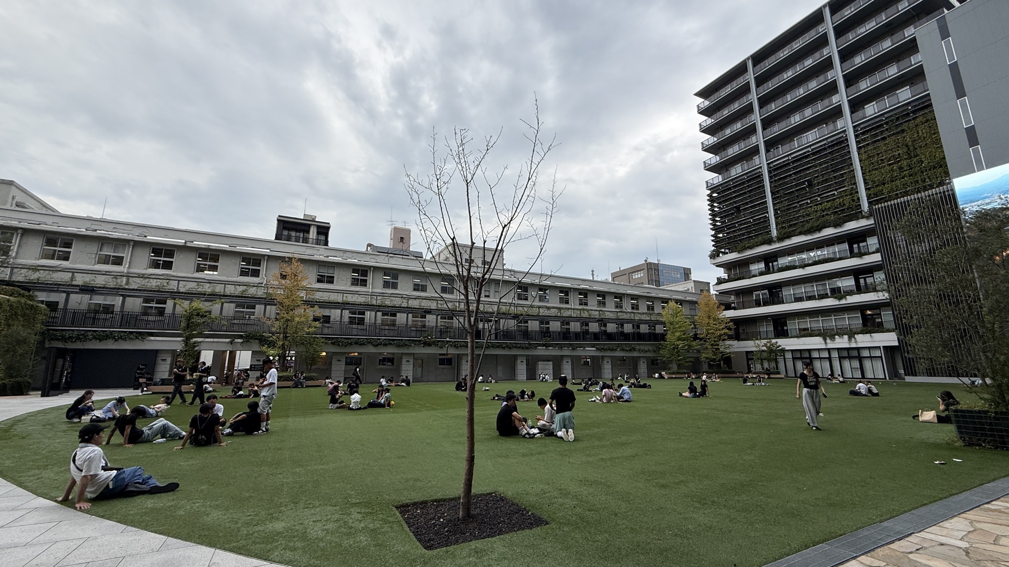 The public park at Fukuoka Daimyo Garden City directly outside the hotel