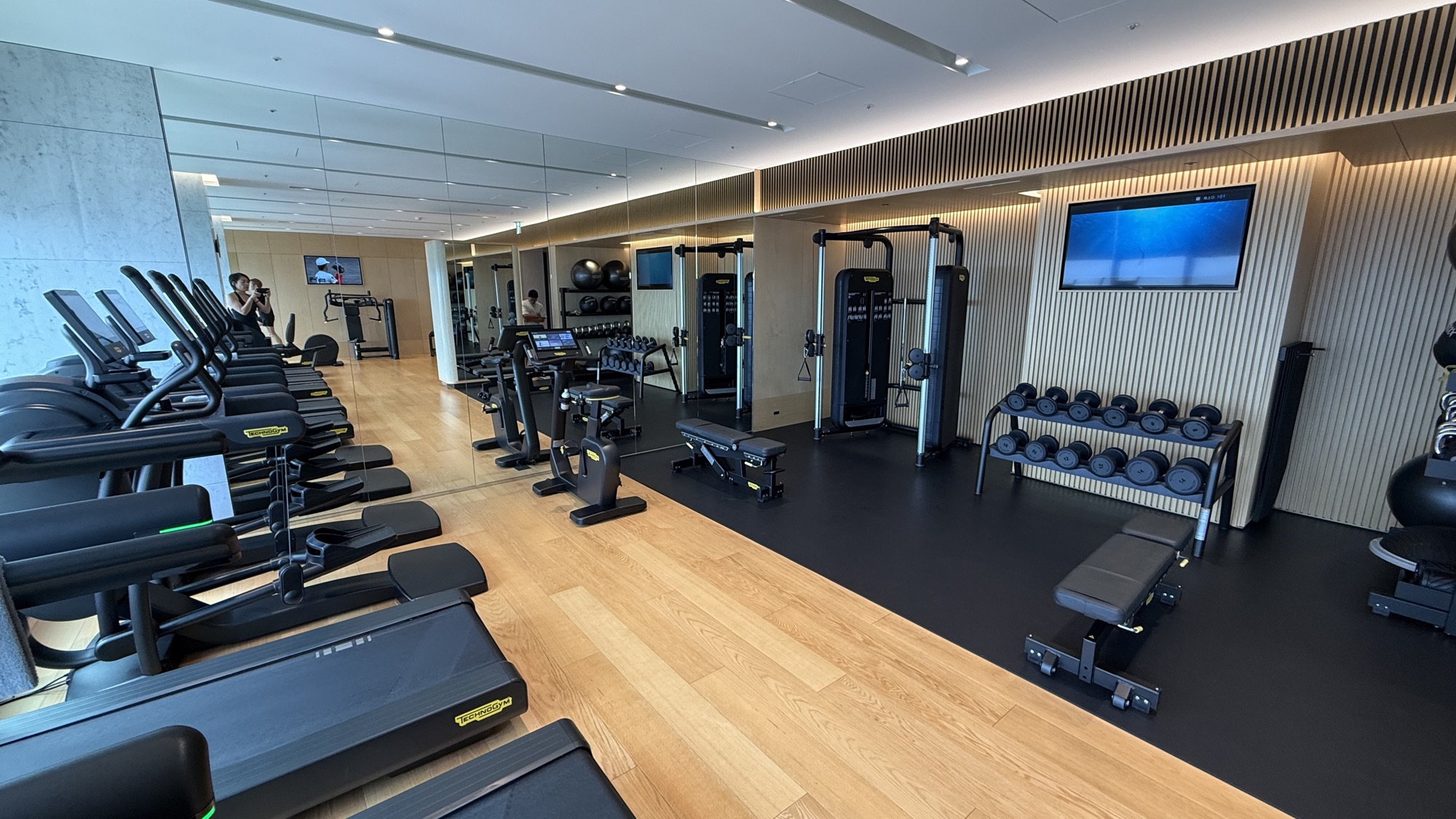 The 24 hour fitness centre with cardio machines and free weights