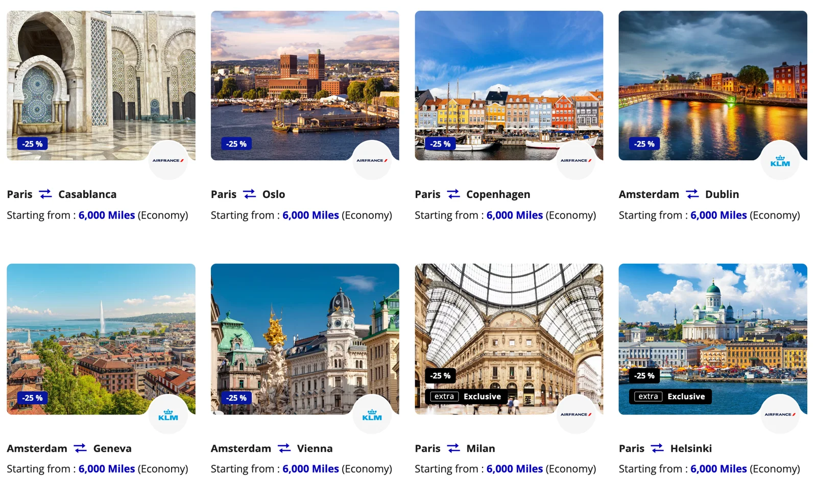 Flying Blue short-haul Promo Rewards for October 2026 from Paris and Amsterdam starting at 6,000 miles
