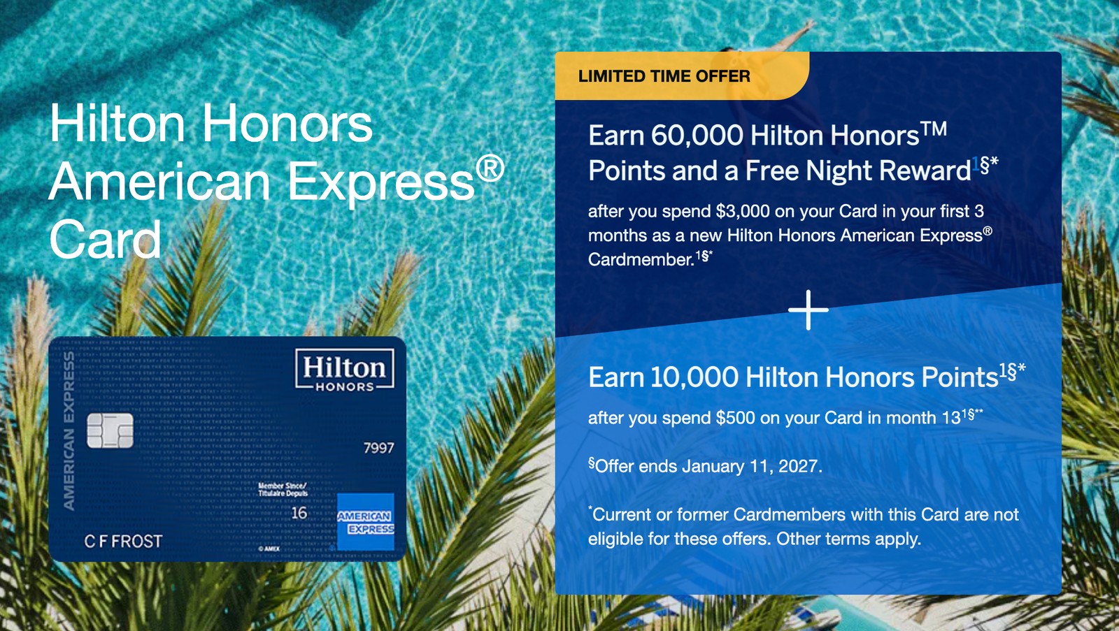 Hilton Honors American Express® Card welcome offer on Amex's website