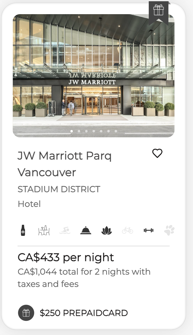 stay vancouver jw marriott parq rate november 2026