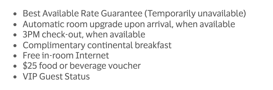 Visa Canada terms listing the seven Visa Infinite Luxury Hotel Collection benefits