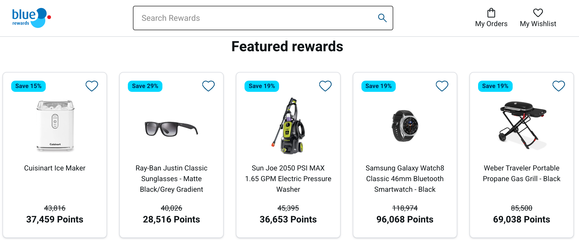 Blue Rewards merchandise catalogue