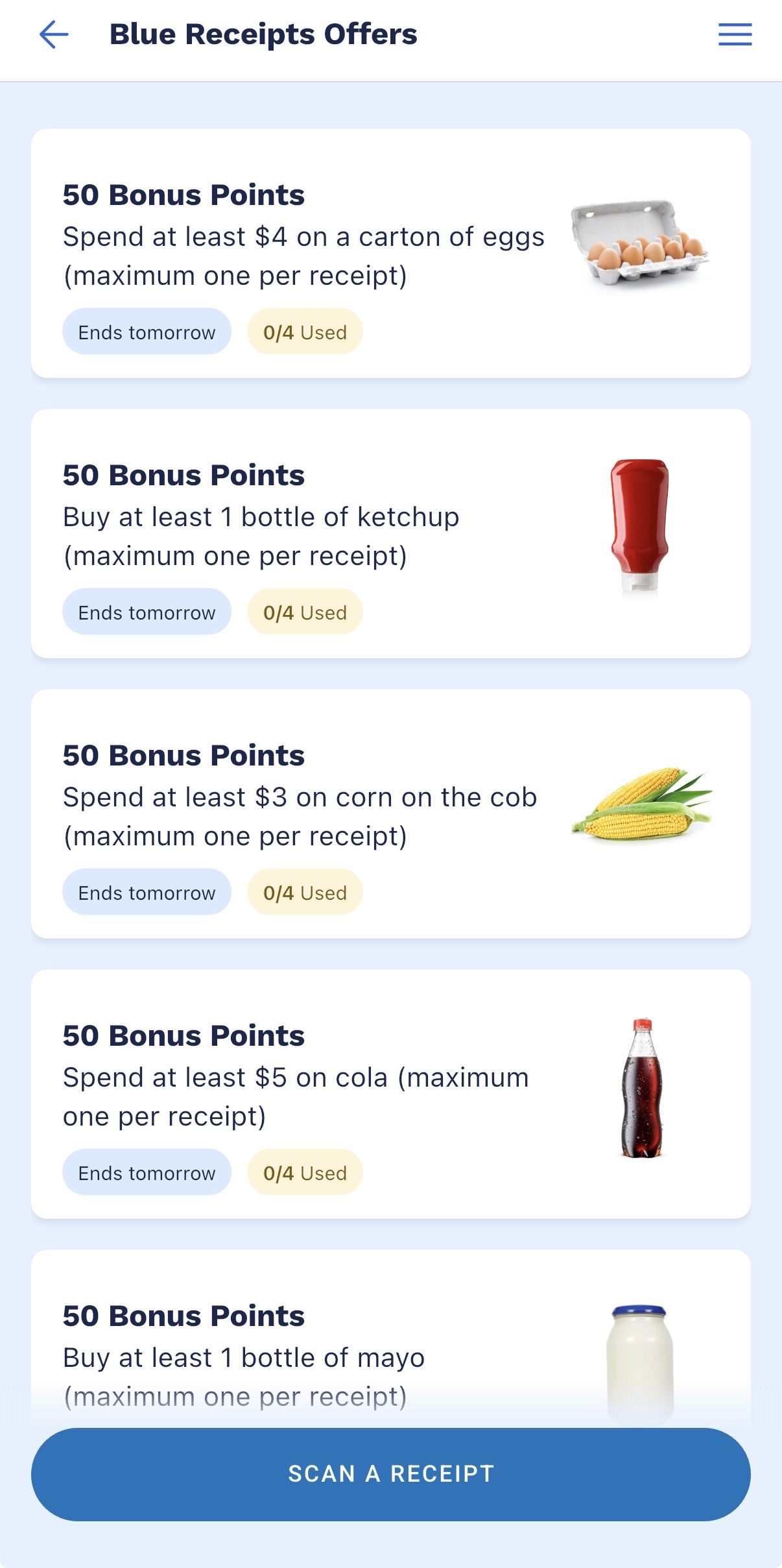 Blue Rewards Receipts