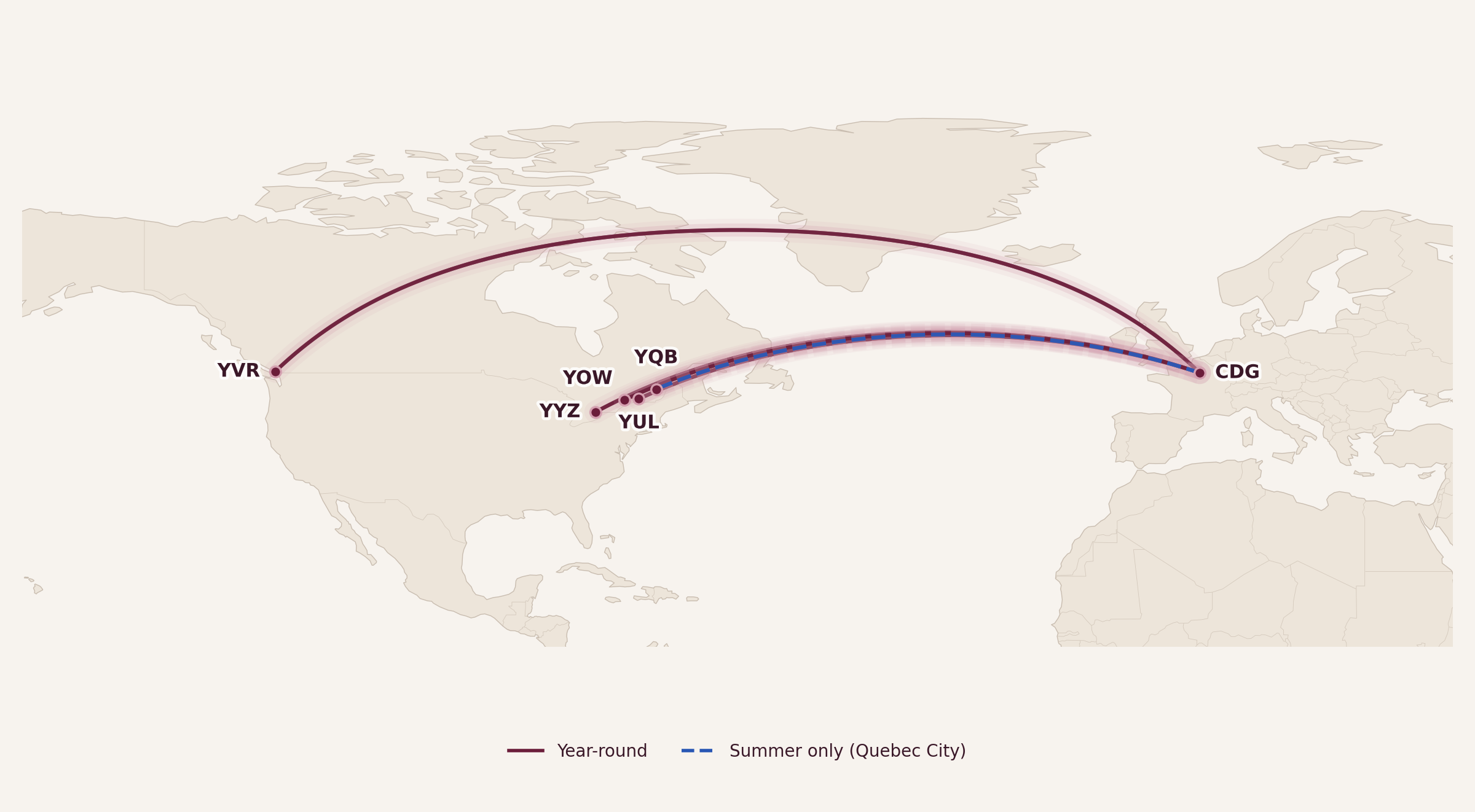 Air France Business Class Routes from Canada