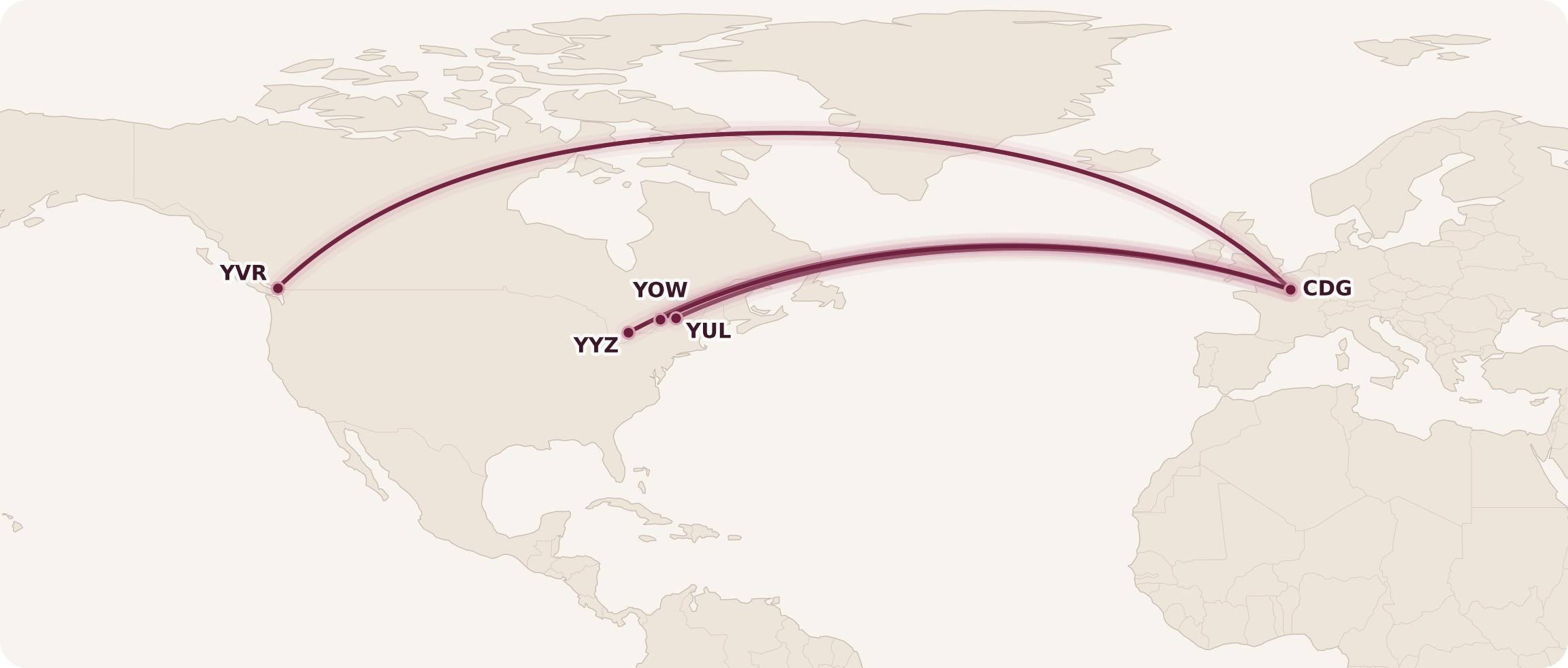 Air France Business Class Routes from Canada
