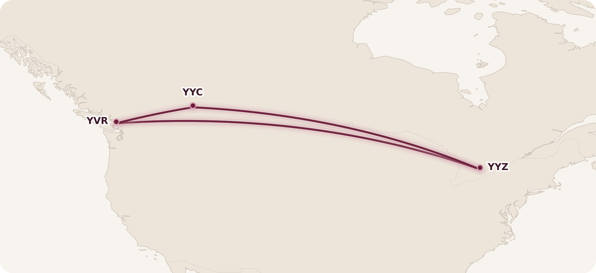 Map for Aeroplan’s Unpublished “One Free Change” Policy