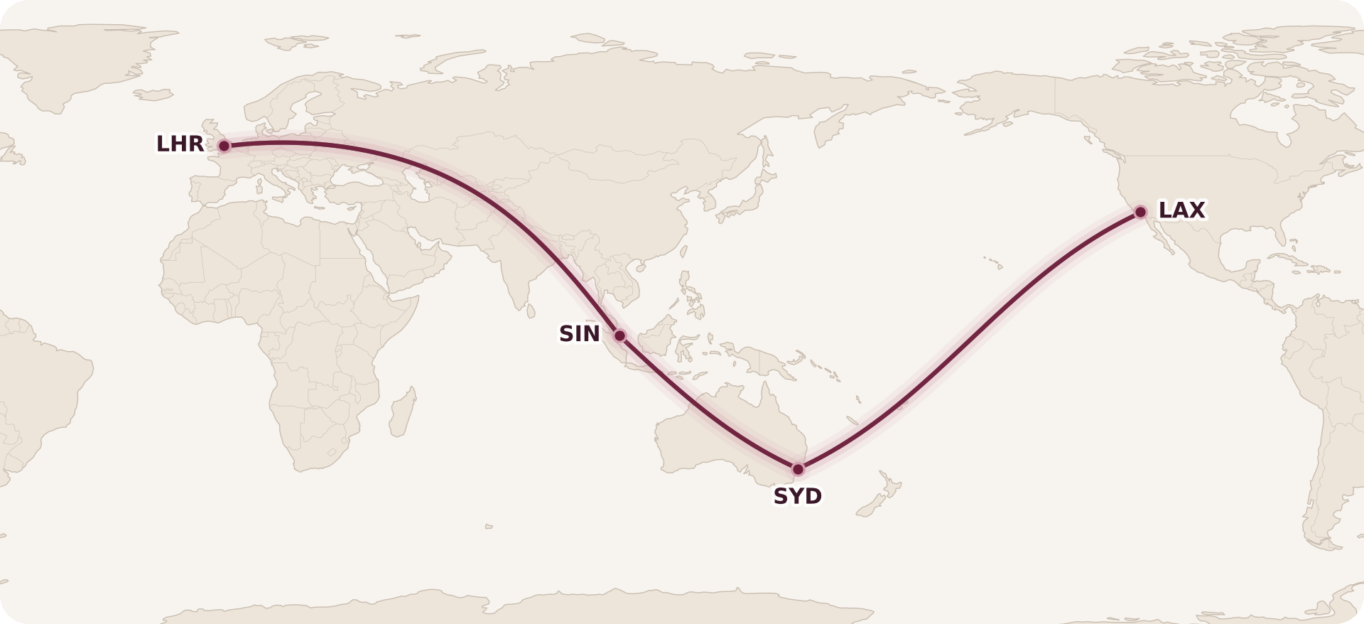 Map for The Complete Guide to Qantas First Class