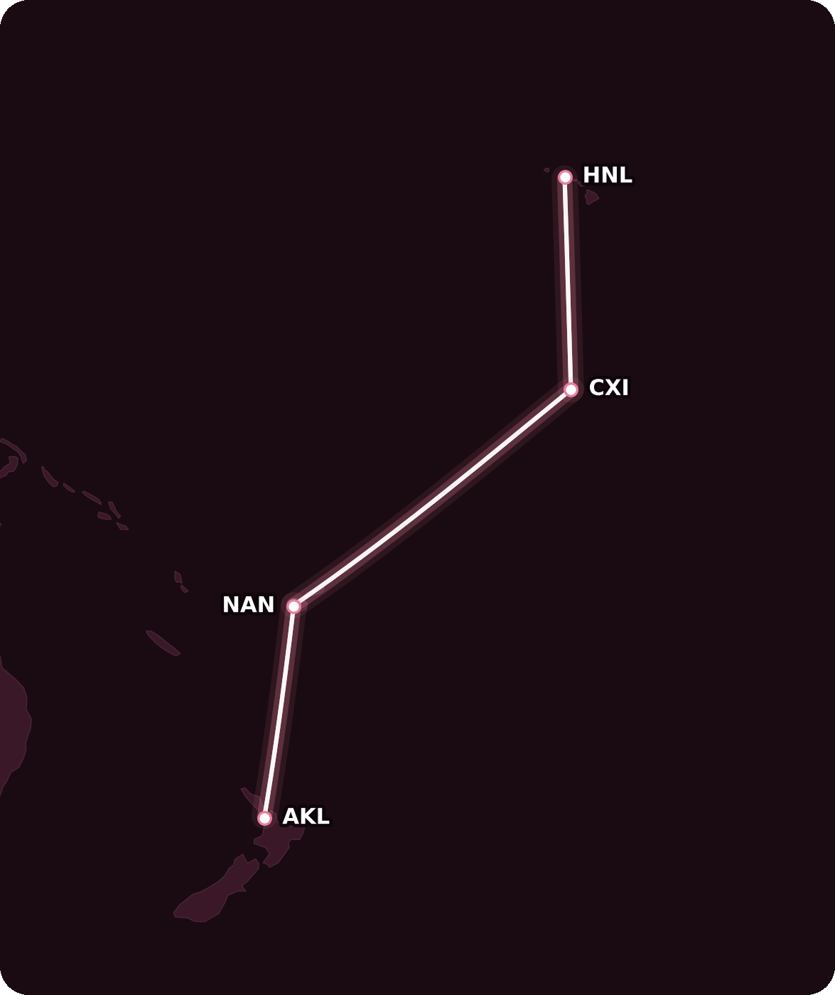 Map for Booked: Aloha, Bula, and Kia Ora