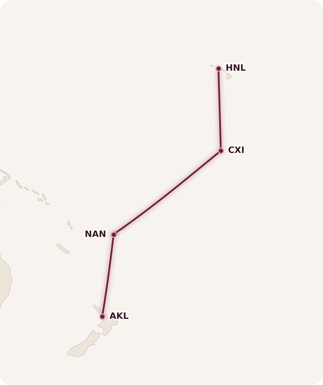 Map for Booked: Aloha, Bula, and Kia Ora