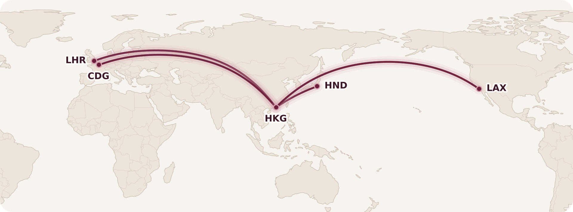 Map for The Complete Guide to Cathay Pacific First Class