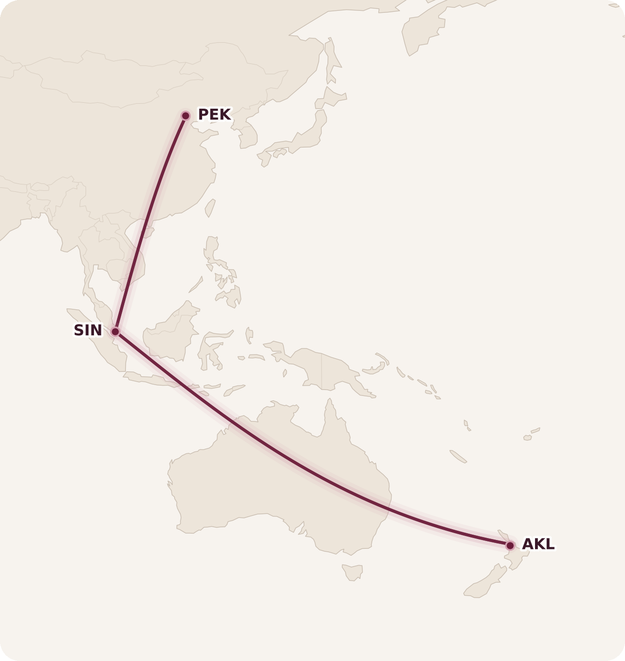 Map for Singapore Airlines Now Bookable on Alaska Mileage Plan!