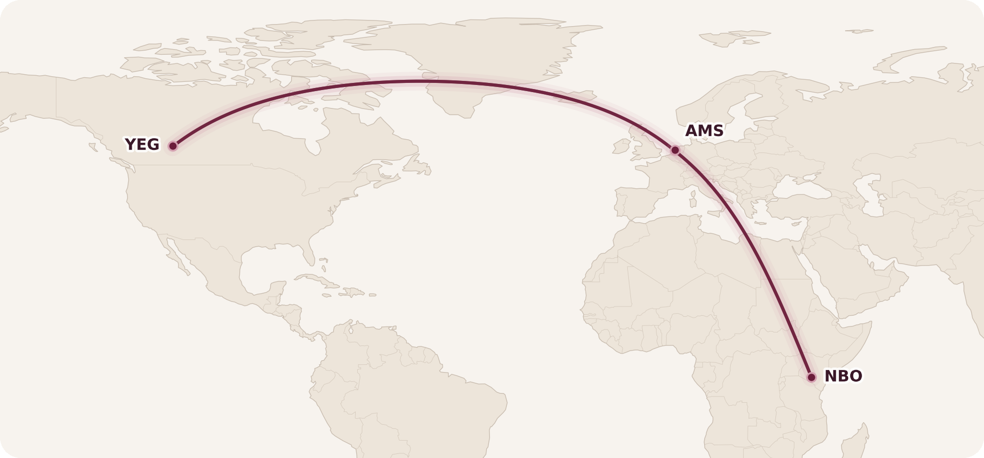Map for Air France/KLM Flying Blue Adds Free Stopovers
