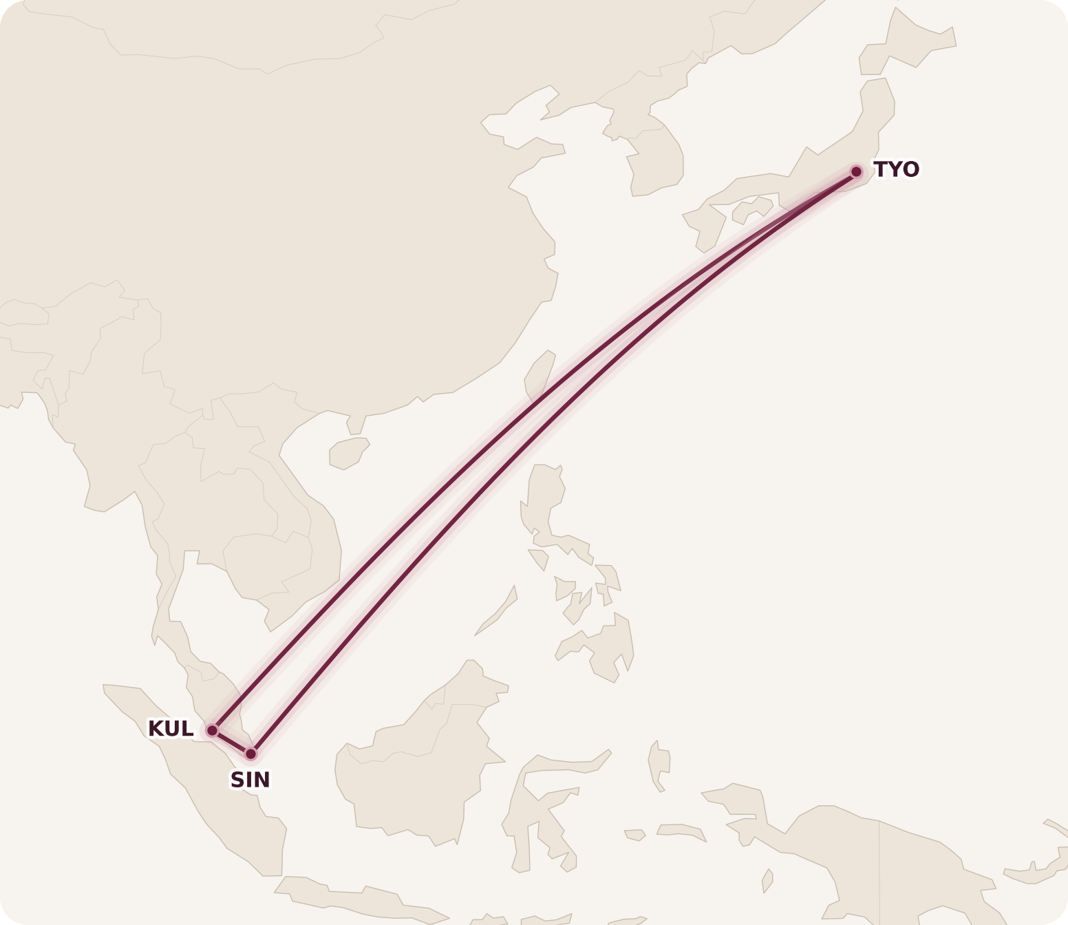 Map for Living in a Two-Stop Aeroplan Mini-RTW World