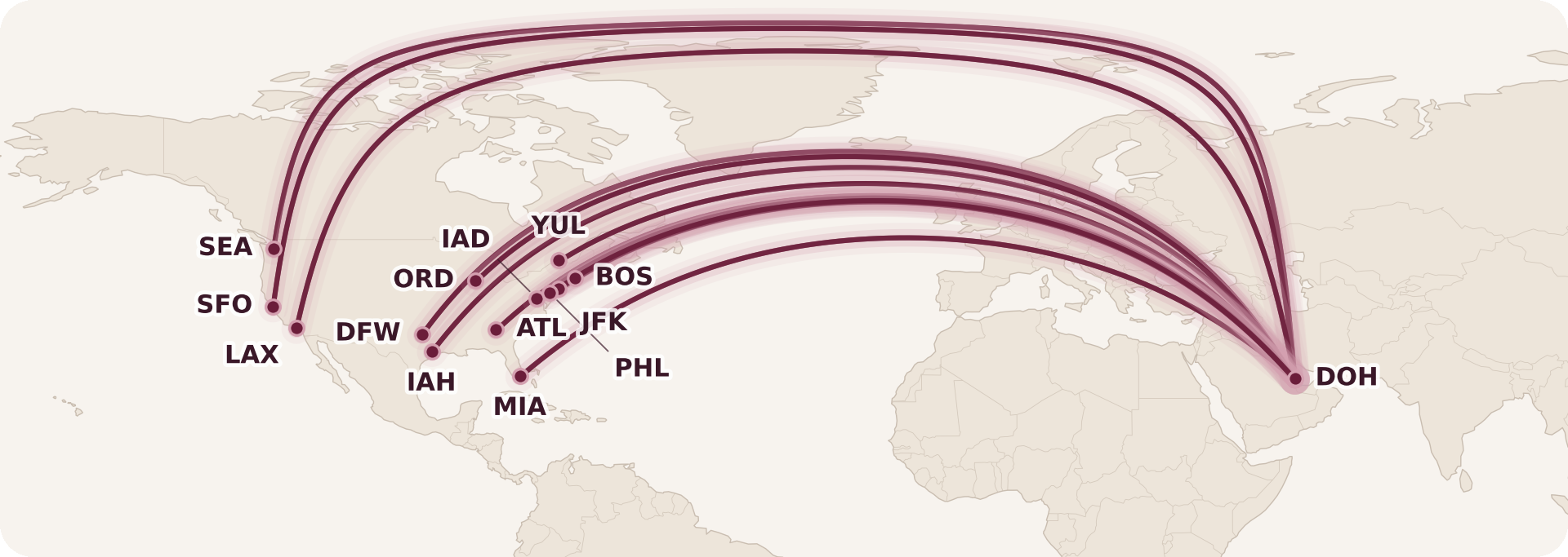 Map for The Complete Guide to Qatar Airways Qsuites