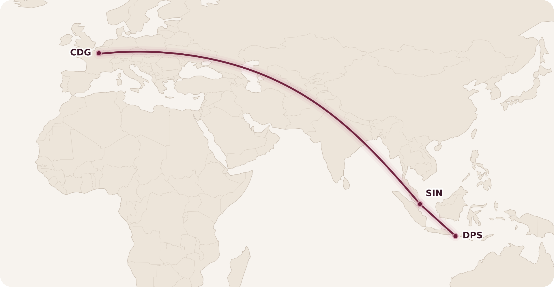 Map for Air France/KLM Flying Blue Adds Free Stopovers
