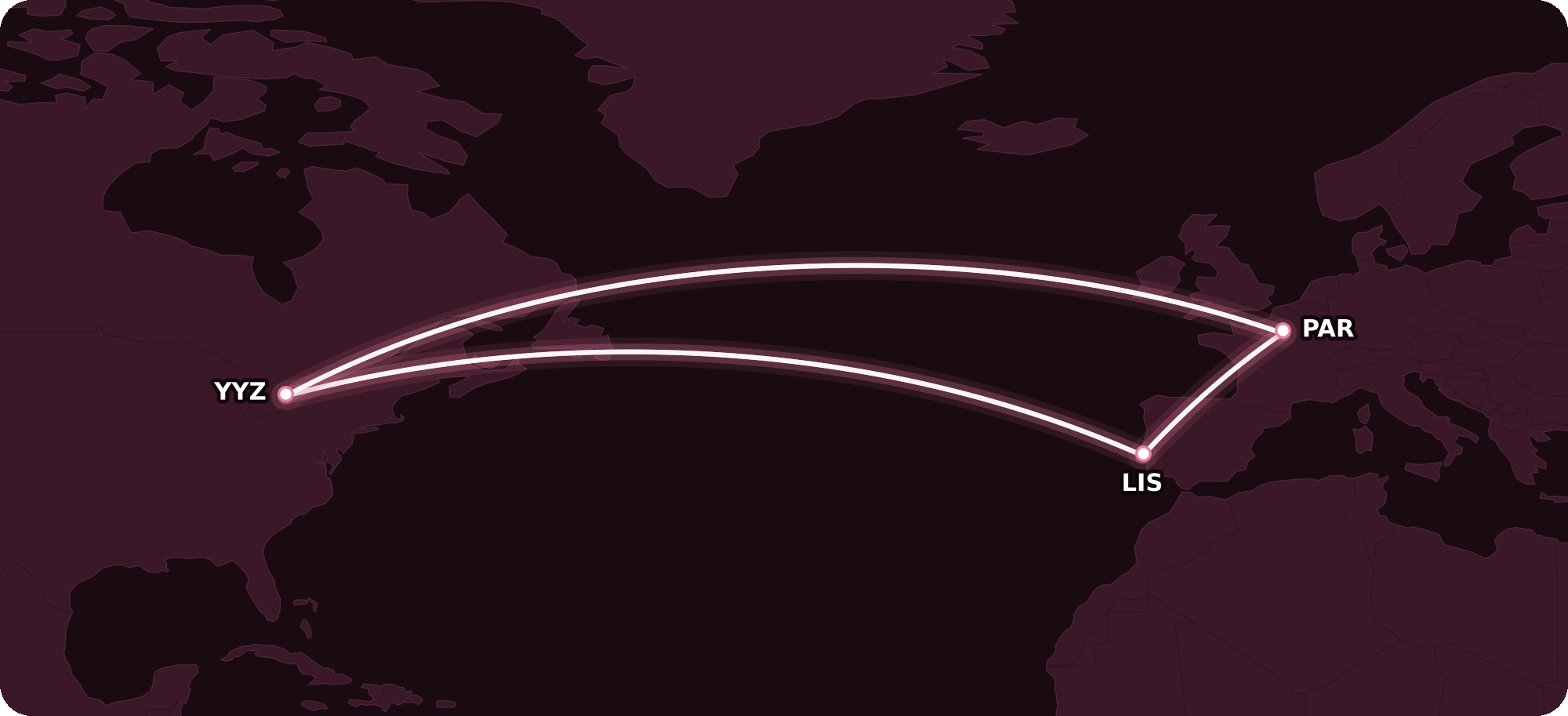 Map for How to Book Complex Trips with Aeroplan