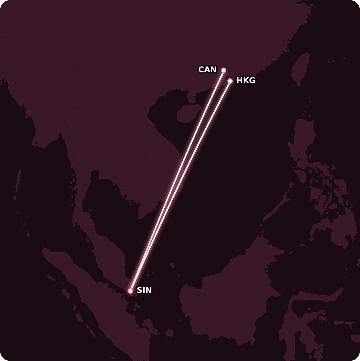 Map for Singapore Airlines Now Bookable on Alaska Mileage Plan!