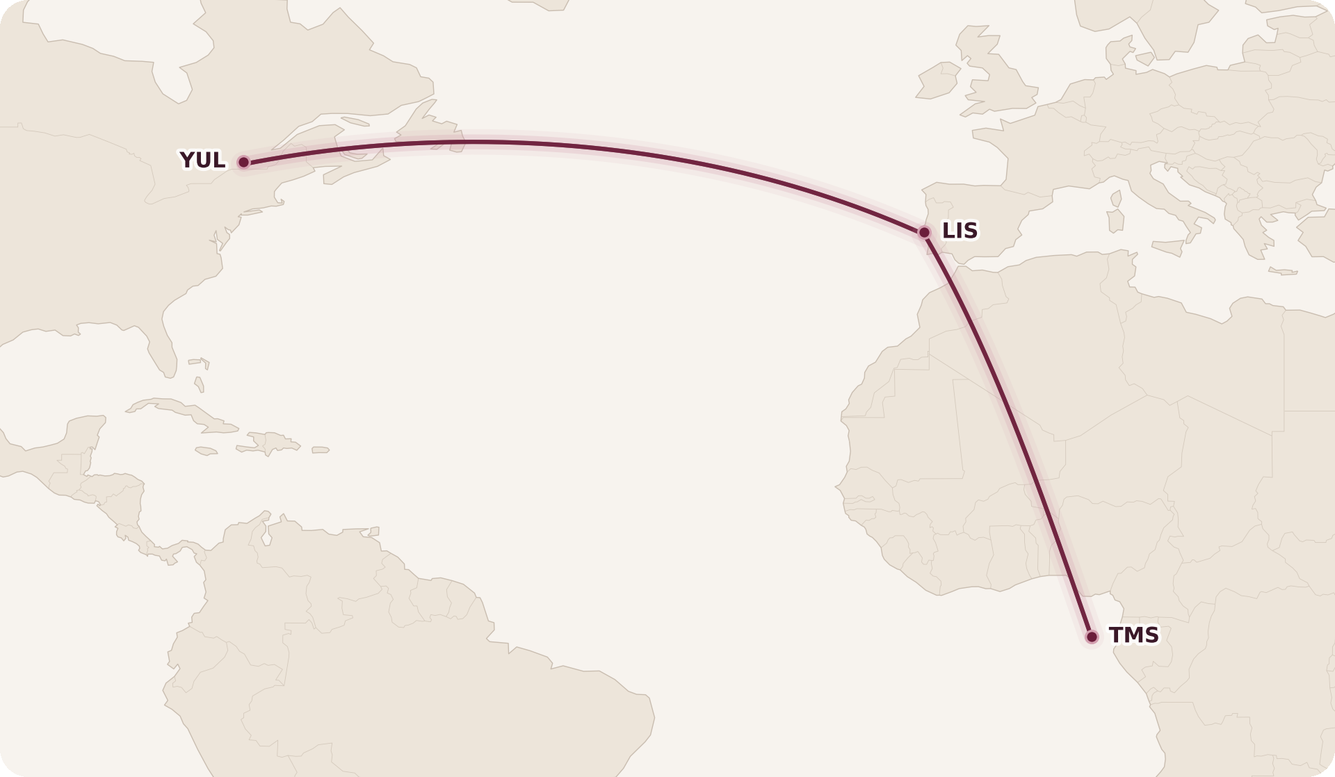 Map for Far-Flung Destinations You Can Reach with Aeroplan Points